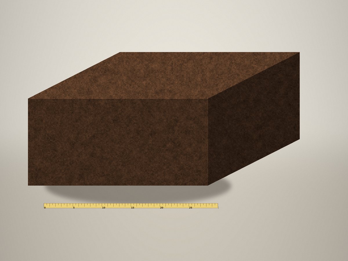 5 kg coco peat block measured with a ruler