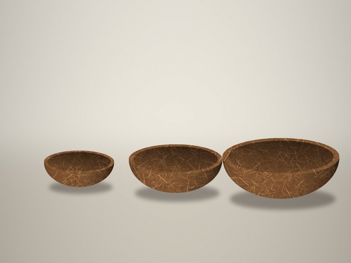 Stack of coir basket liners in several sizes